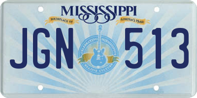 MS license plate JGN513