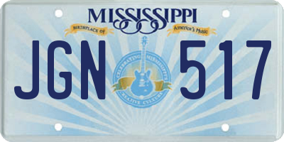 MS license plate JGN517