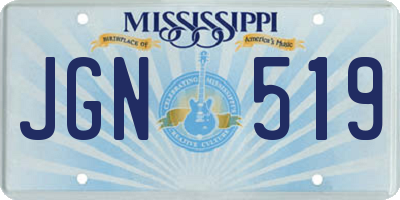 MS license plate JGN519