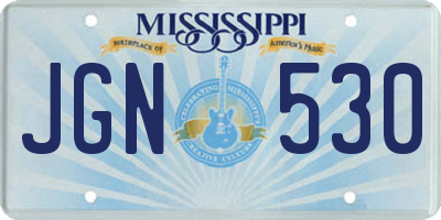MS license plate JGN530