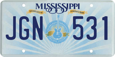 MS license plate JGN531