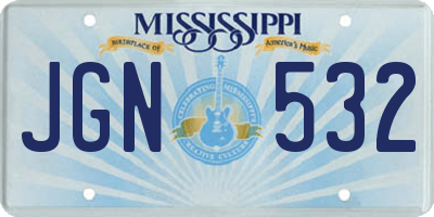 MS license plate JGN532