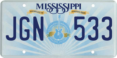 MS license plate JGN533