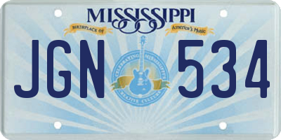 MS license plate JGN534