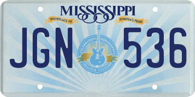 MS license plate JGN536