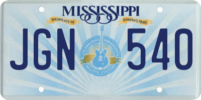 MS license plate JGN540
