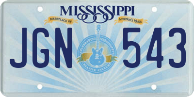 MS license plate JGN543