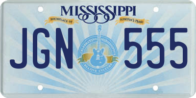 MS license plate JGN555