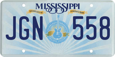 MS license plate JGN558