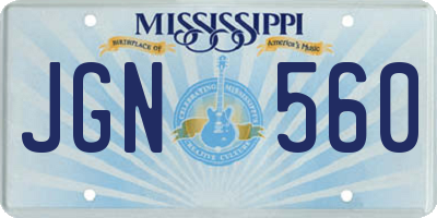 MS license plate JGN560