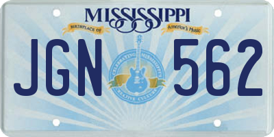 MS license plate JGN562