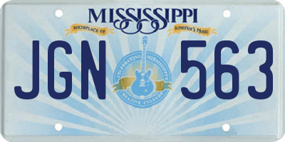MS license plate JGN563