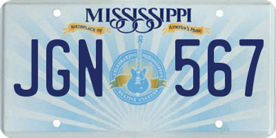 MS license plate JGN567