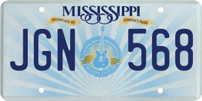MS license plate JGN568