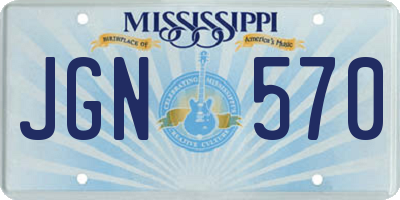 MS license plate JGN570