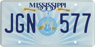 MS license plate JGN577