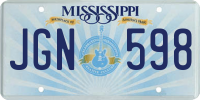 MS license plate JGN598