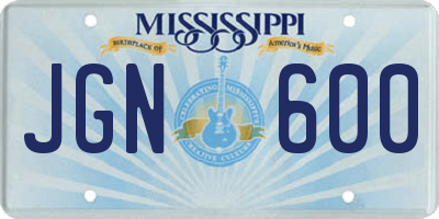 MS license plate JGN600