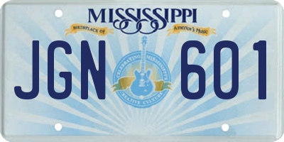 MS license plate JGN601