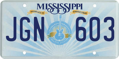 MS license plate JGN603