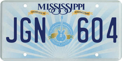 MS license plate JGN604