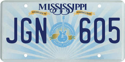 MS license plate JGN605