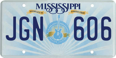 MS license plate JGN606