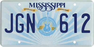 MS license plate JGN612