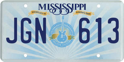 MS license plate JGN613