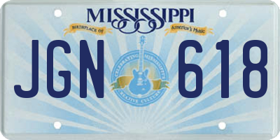 MS license plate JGN618