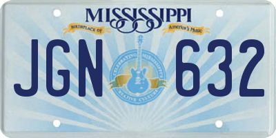 MS license plate JGN632