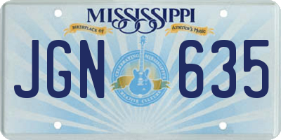 MS license plate JGN635