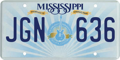 MS license plate JGN636