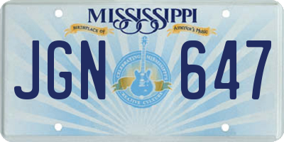 MS license plate JGN647