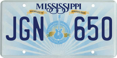 MS license plate JGN650