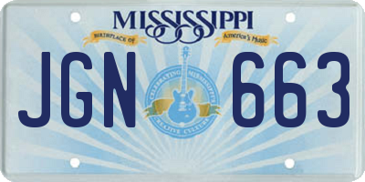 MS license plate JGN663