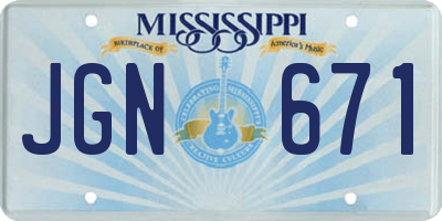 MS license plate JGN671