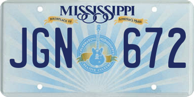 MS license plate JGN672