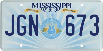 MS license plate JGN673