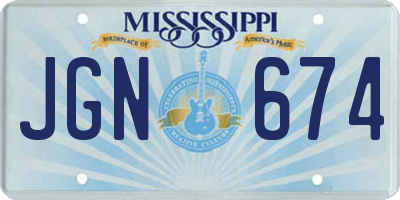 MS license plate JGN674