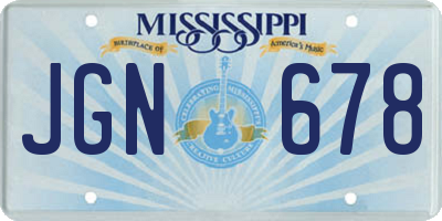 MS license plate JGN678