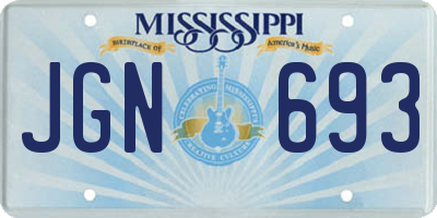 MS license plate JGN693