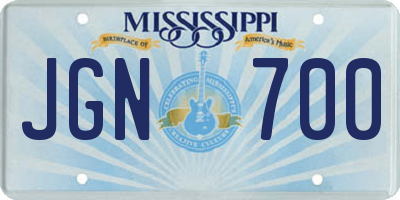 MS license plate JGN700