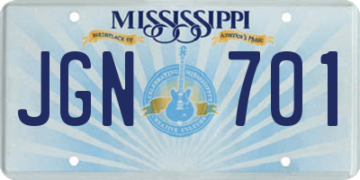 MS license plate JGN701