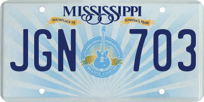 MS license plate JGN703