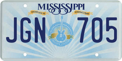 MS license plate JGN705