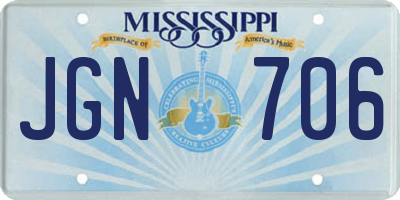 MS license plate JGN706