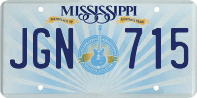 MS license plate JGN715