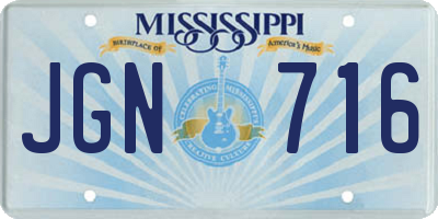 MS license plate JGN716