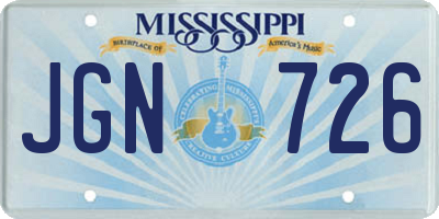 MS license plate JGN726